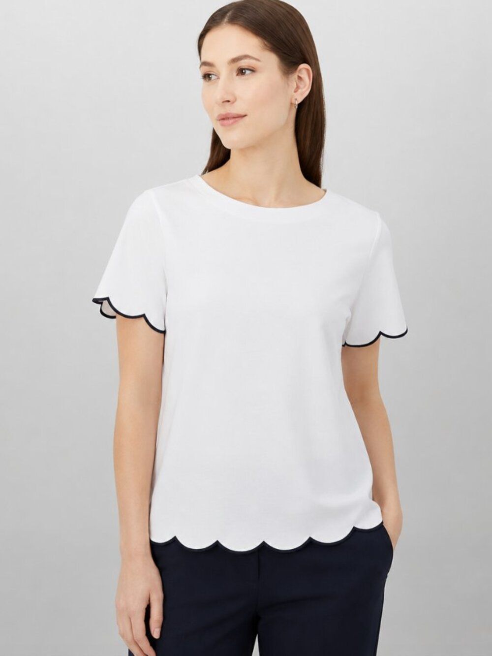 Ann Taylor Scalloped Sleeve Top - Size Large Petite - NWT